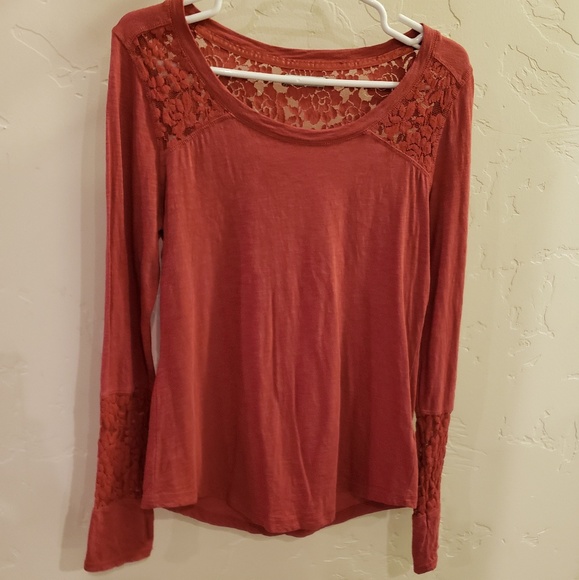 Maurices Tops - Burnt Orange Lace LS